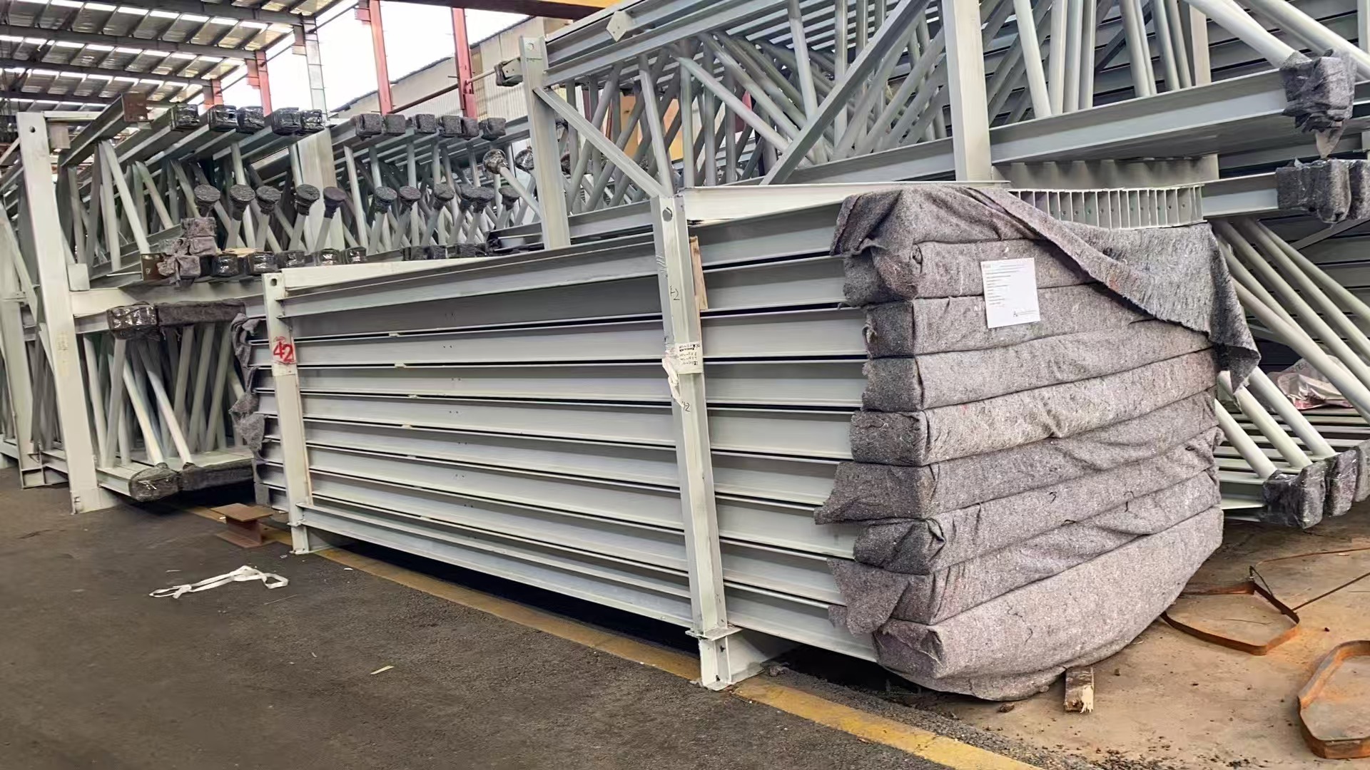 Cable spool and crate on lowbed